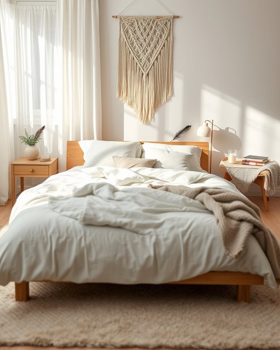 feathers and macram decor