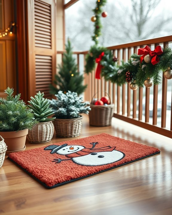festive cheerful door mats