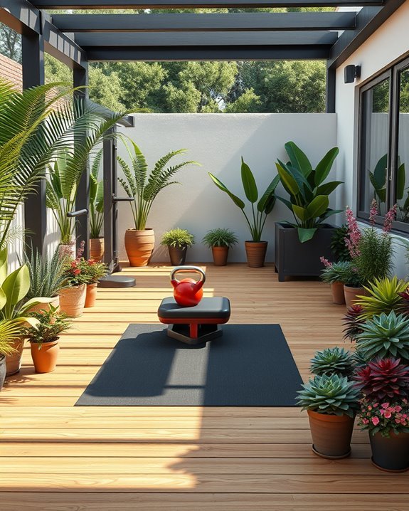 fitness stations with greenery
