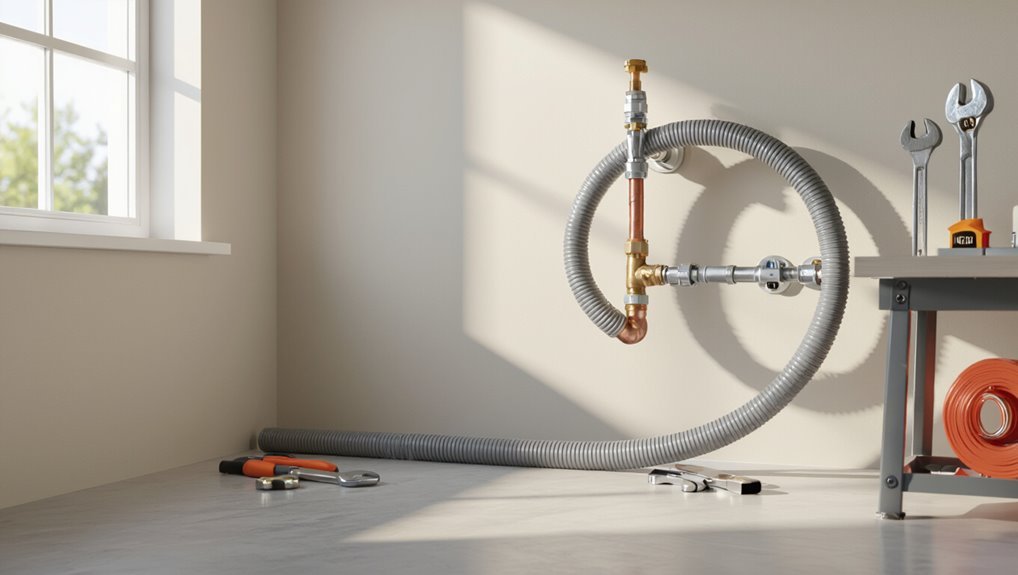 flexible gray blue plastic piping