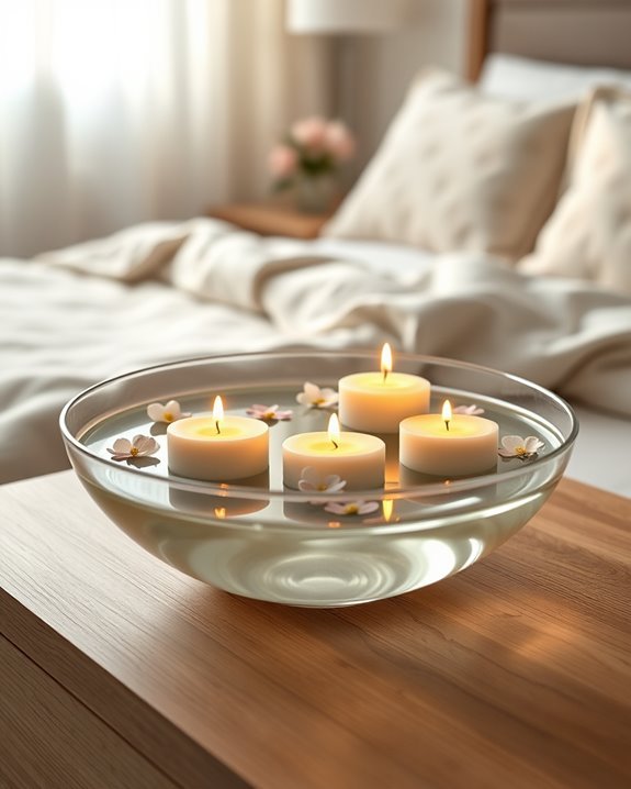 floating candles in bowls