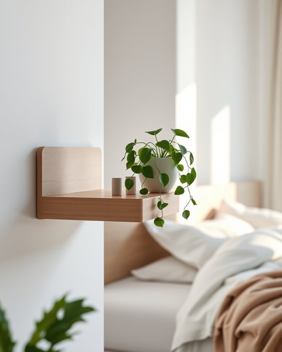floating nightstands with greenery