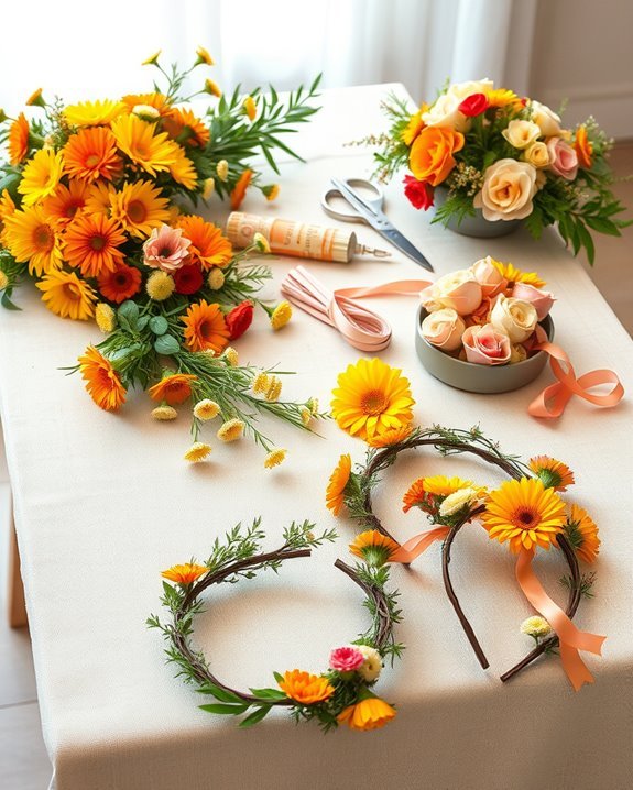 floral crown diy station