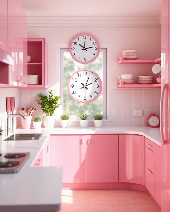 fun pink kitchen clock