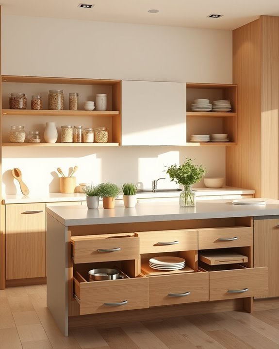 functional beige kitchen storage