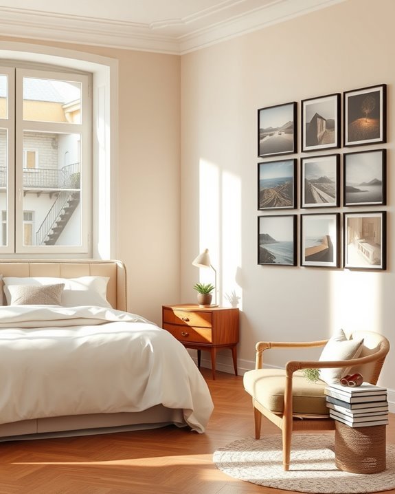 gallery wall with sculptures