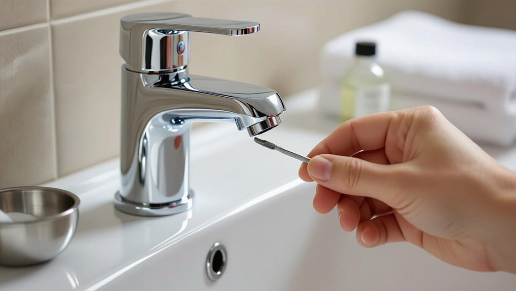 gently pry faucet handle cap