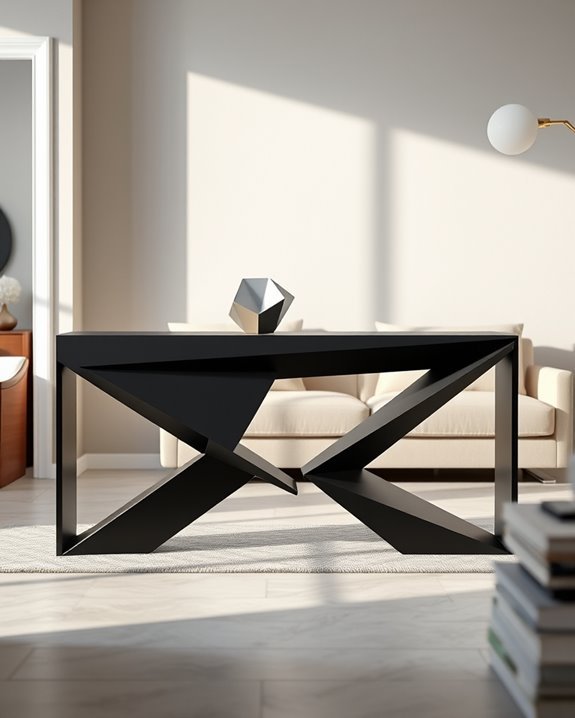 geometric black console elegance