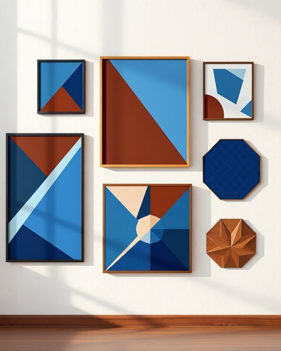 geometric blue and brown art