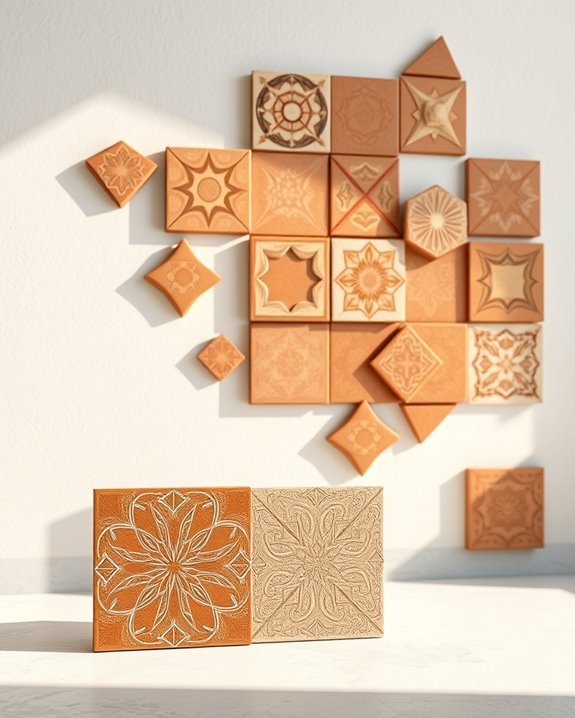 geometric terracotta tile charm