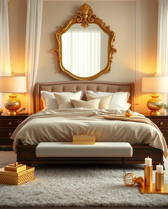 gold accents enhance elegance