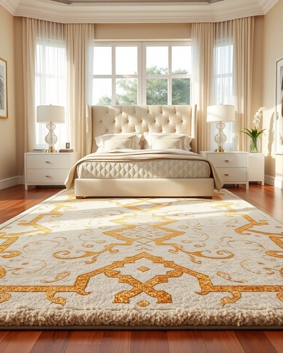 gold trimmed luxury bedroom rugs
