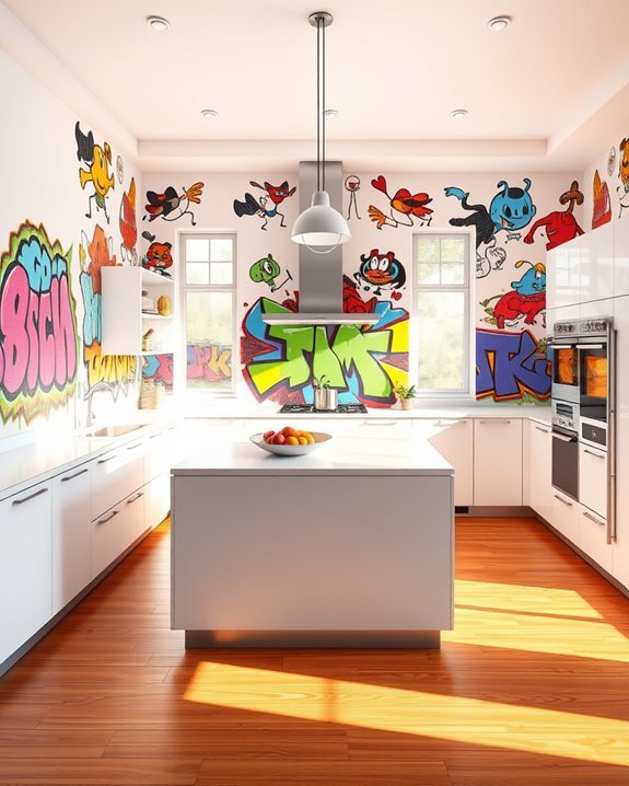 graffiti mural kitchen design