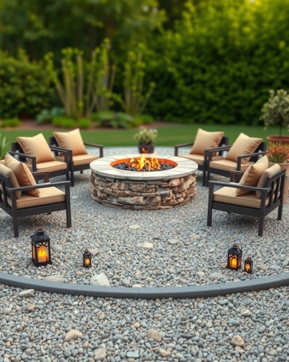 gravel patio fire pit ambiance