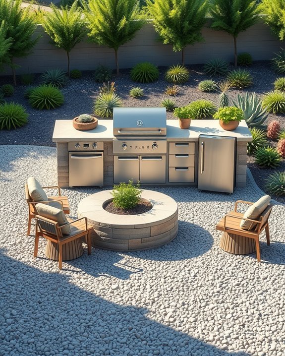 gravel patio outdoor kitchen