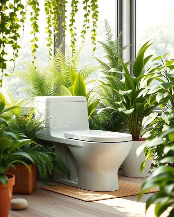 greenery enhanced bathroom oasis
