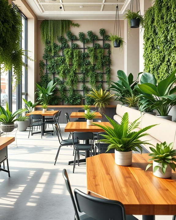 greenery enhances burger shop
