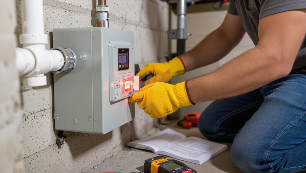 grinder pump alarm reset precautions