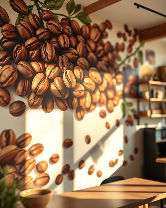hand painted coffee bean decor