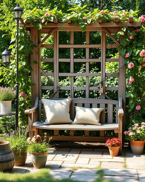 handcrafted garden trellises enhance