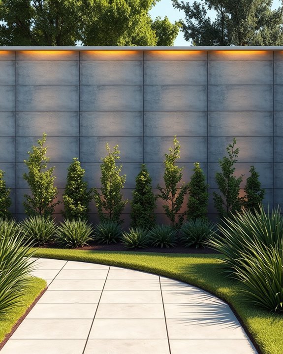 illuminated concrete privacy fences