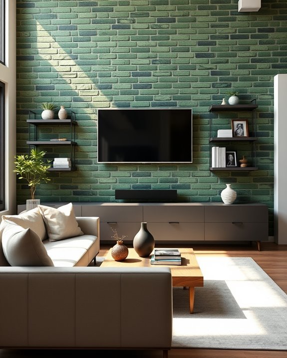 industrial green brick wall