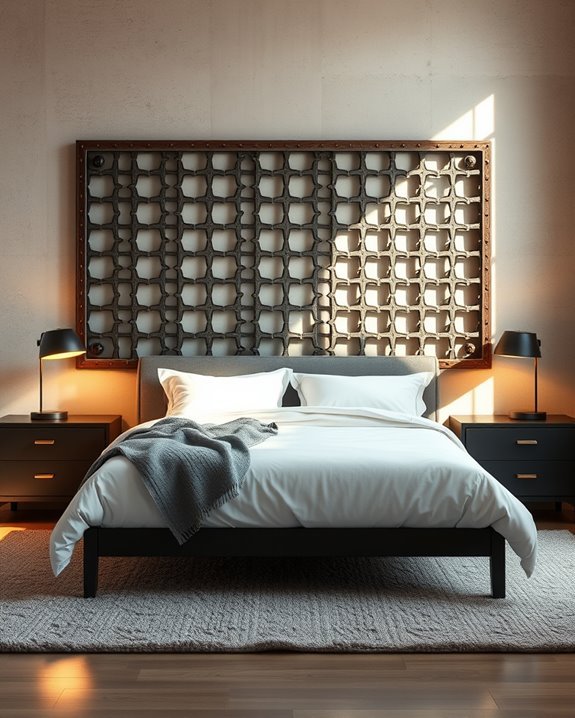 industrial metal grate headboard