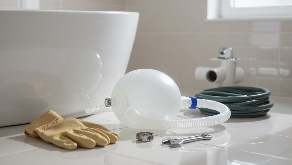 inflatable drain cleaning device