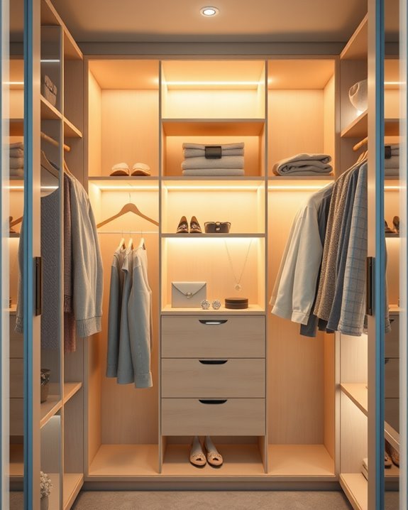 innovative built in closet lighting