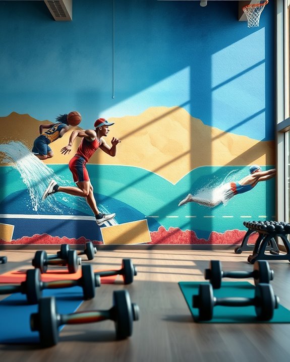 inspiring athletic history murals