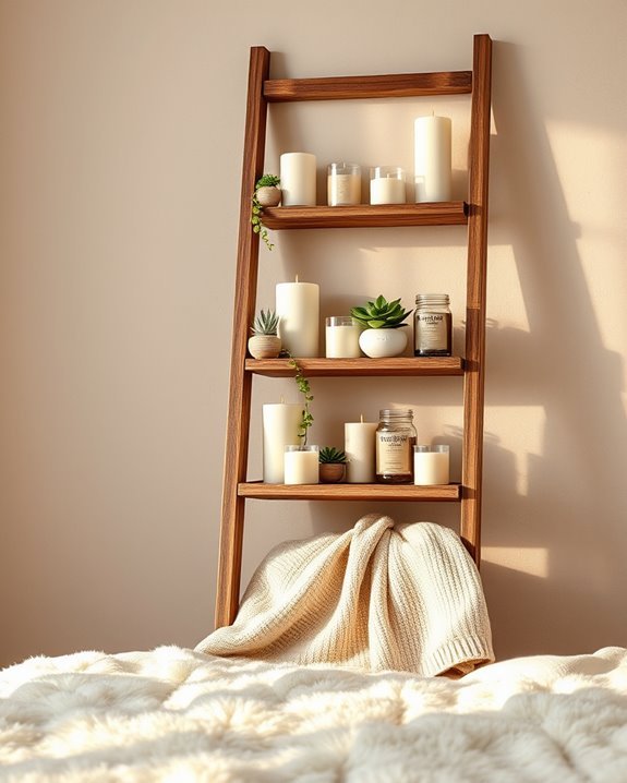 ladder candle display decor