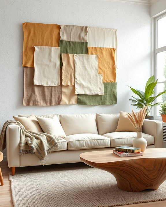 layered fabric collage decor