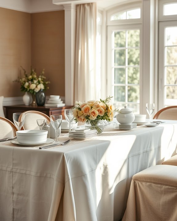 layered linens enhance buffet aesthetics