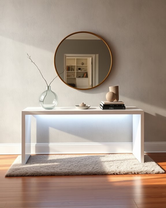 led lit console table design