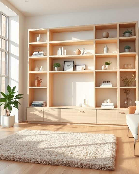 light airy open back shelves