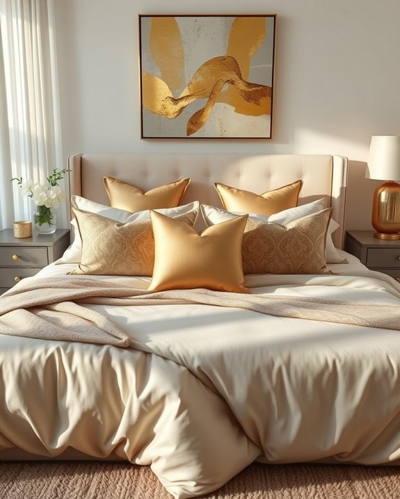 luxurious gold accent pillows