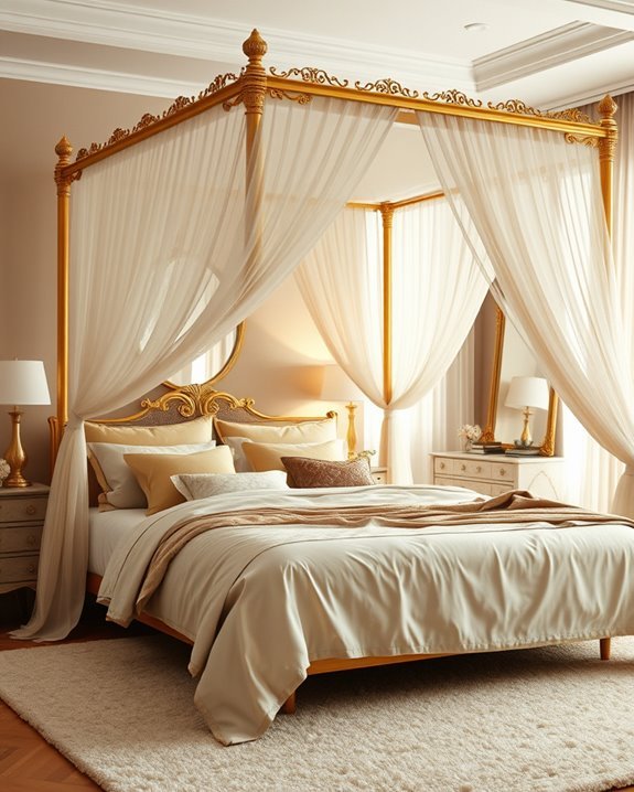 luxurious gold bed canopies