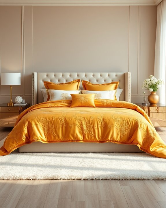 luxurious gold bedding trends