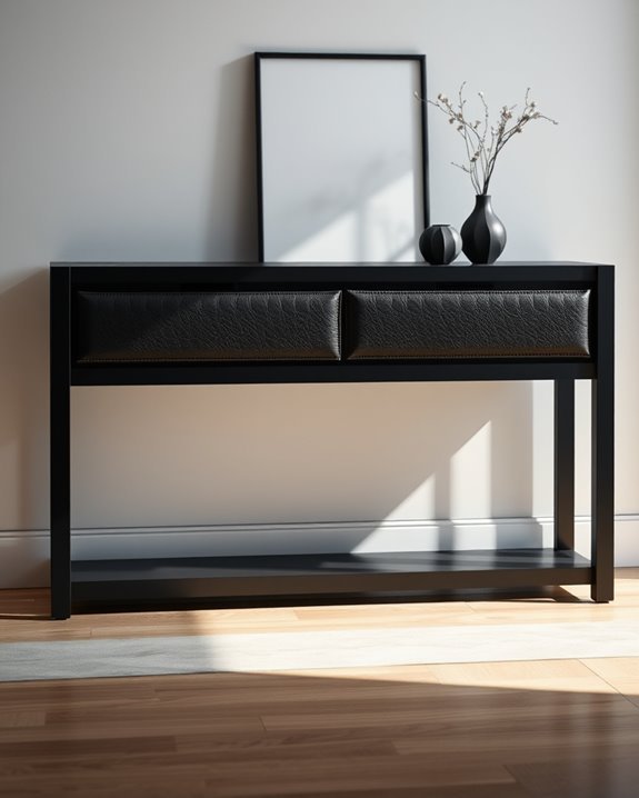 luxurious leather accented console