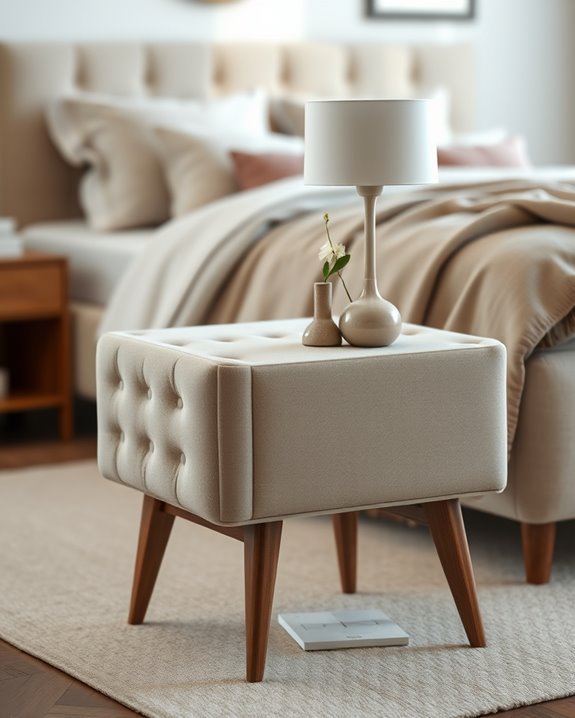 luxurious upholstered bedside table