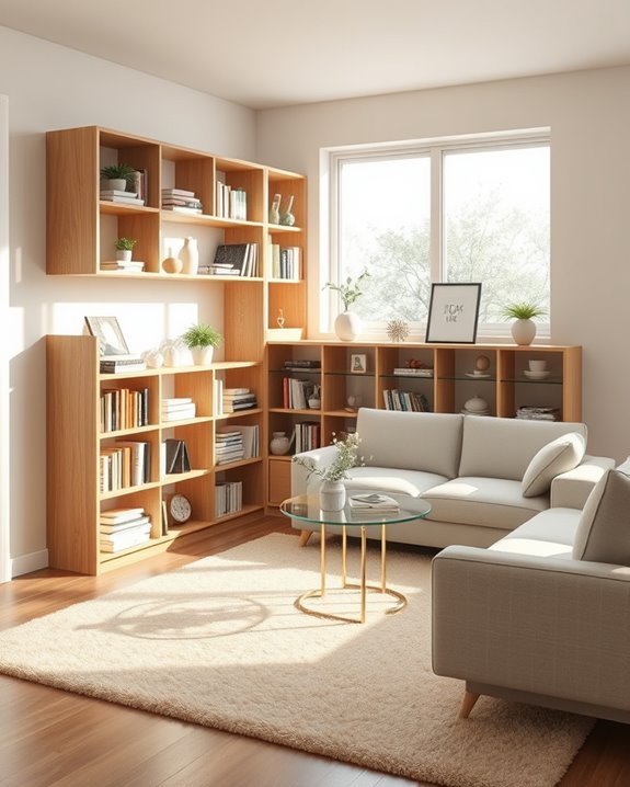 maximize space with corner bookshelves