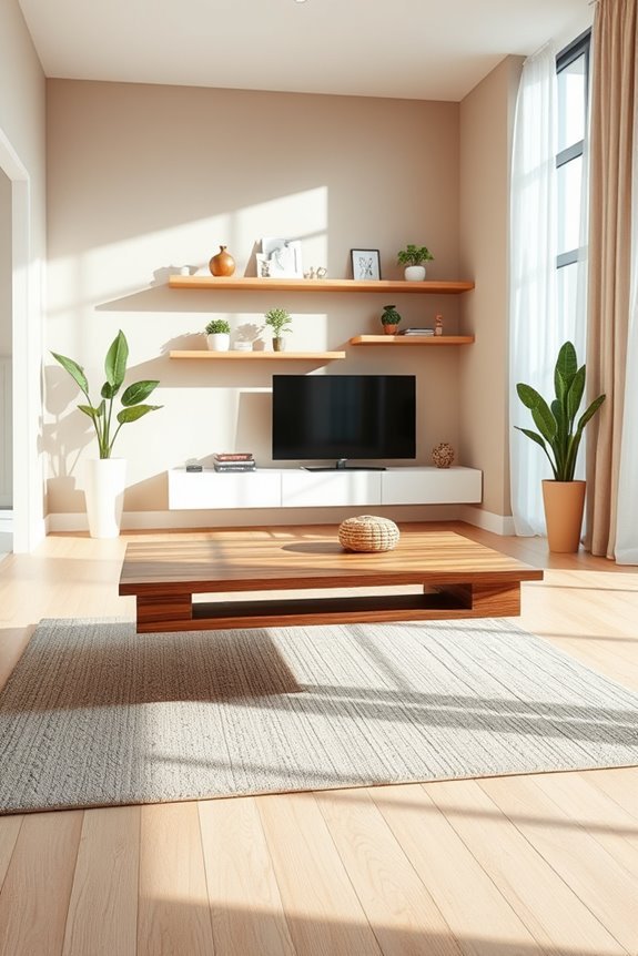 maximize space with floating furniture