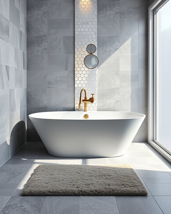 metallic accents enhance bathrooms