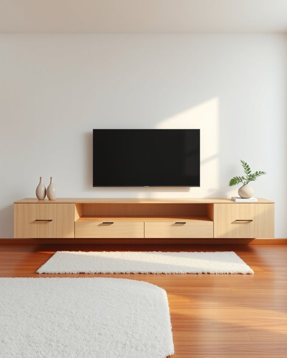 minimalist floating tv storage