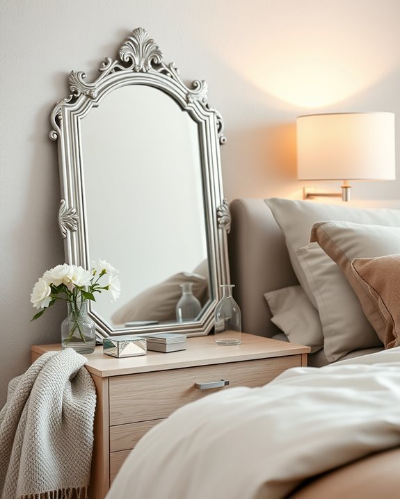 mirrored accessories enhance decor