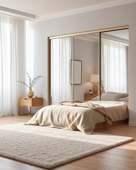 mirrored closets enhance space