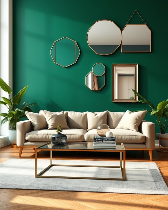 mirrored green wall design