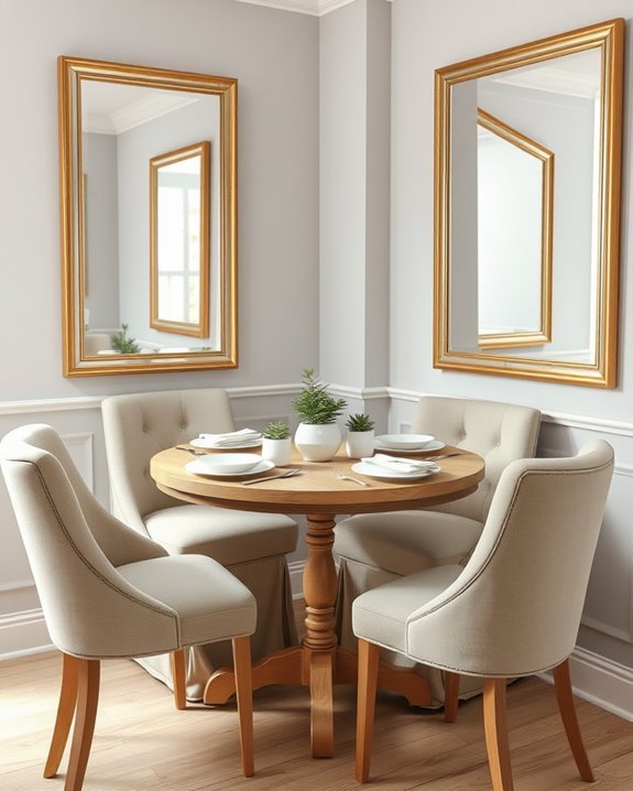 mirrors expand dining space