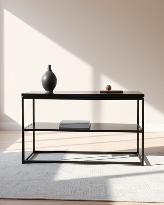 mixed material black console