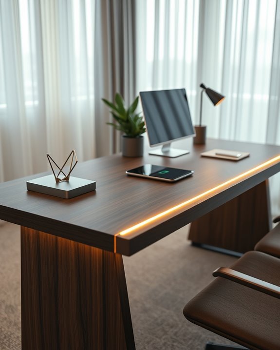 modern desk with illumination